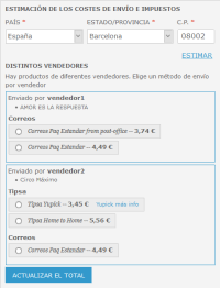 Cesta de la compra Cesta con varios vendedores